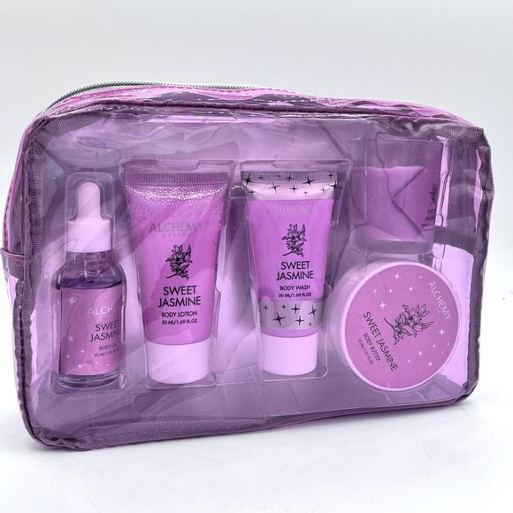 Alchemy Living Sweet Jasmine Gift Set Reusable Bag Body Oil, Wash, Lotion Candle - Picture 1 of 5